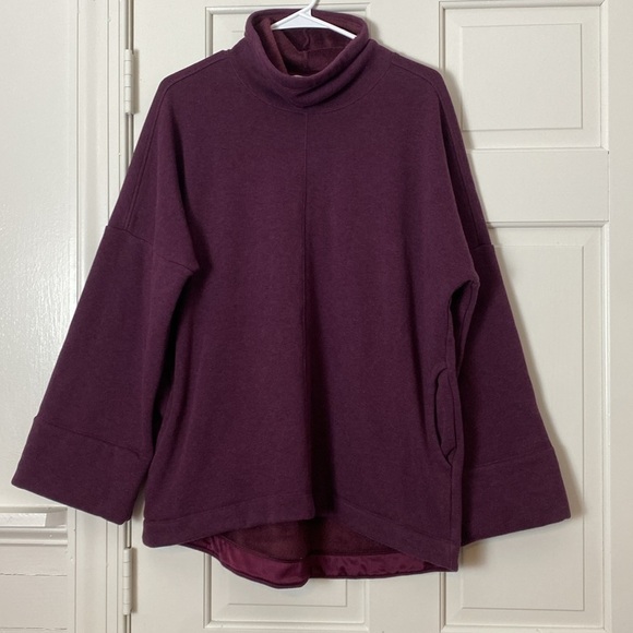 Athleta Cozy Karma Funnel Neck Plum Purple Turtleneck Bozy Sweatshirt Size M - Picture 4 of 10